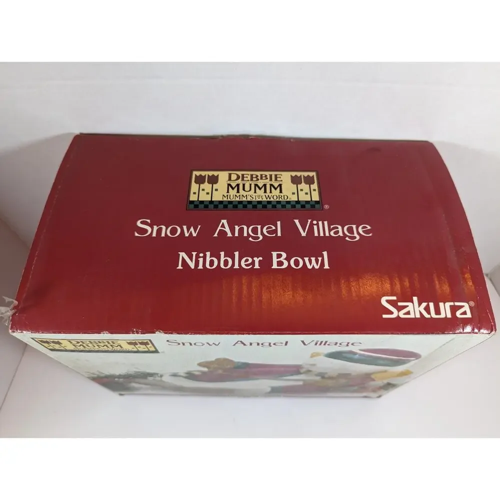 Sakura Debbie Mumm Snow Angel Village Snowman Nibbler Bowl MIB